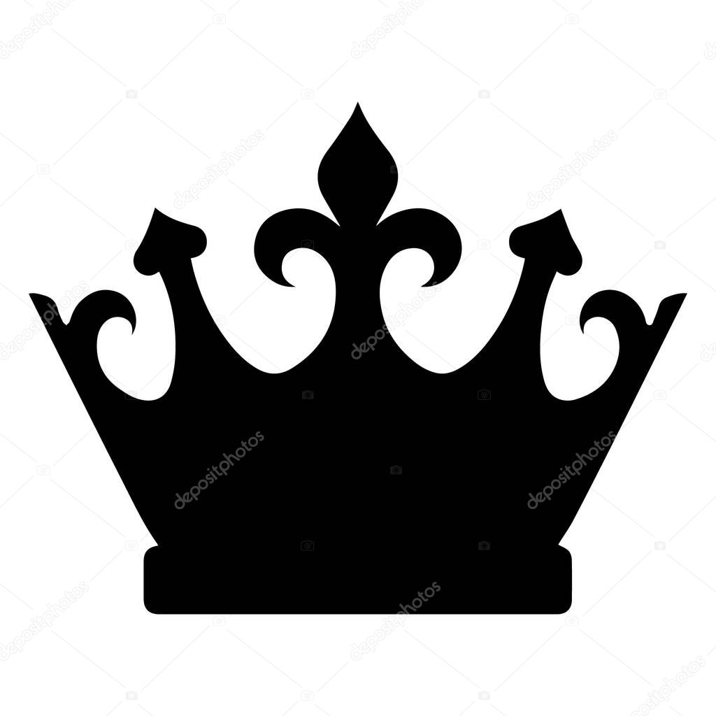 Minimalist black crown silhouette representing royalty and elegance. Perfect for premium logos, fashion branding, or luxury goods.