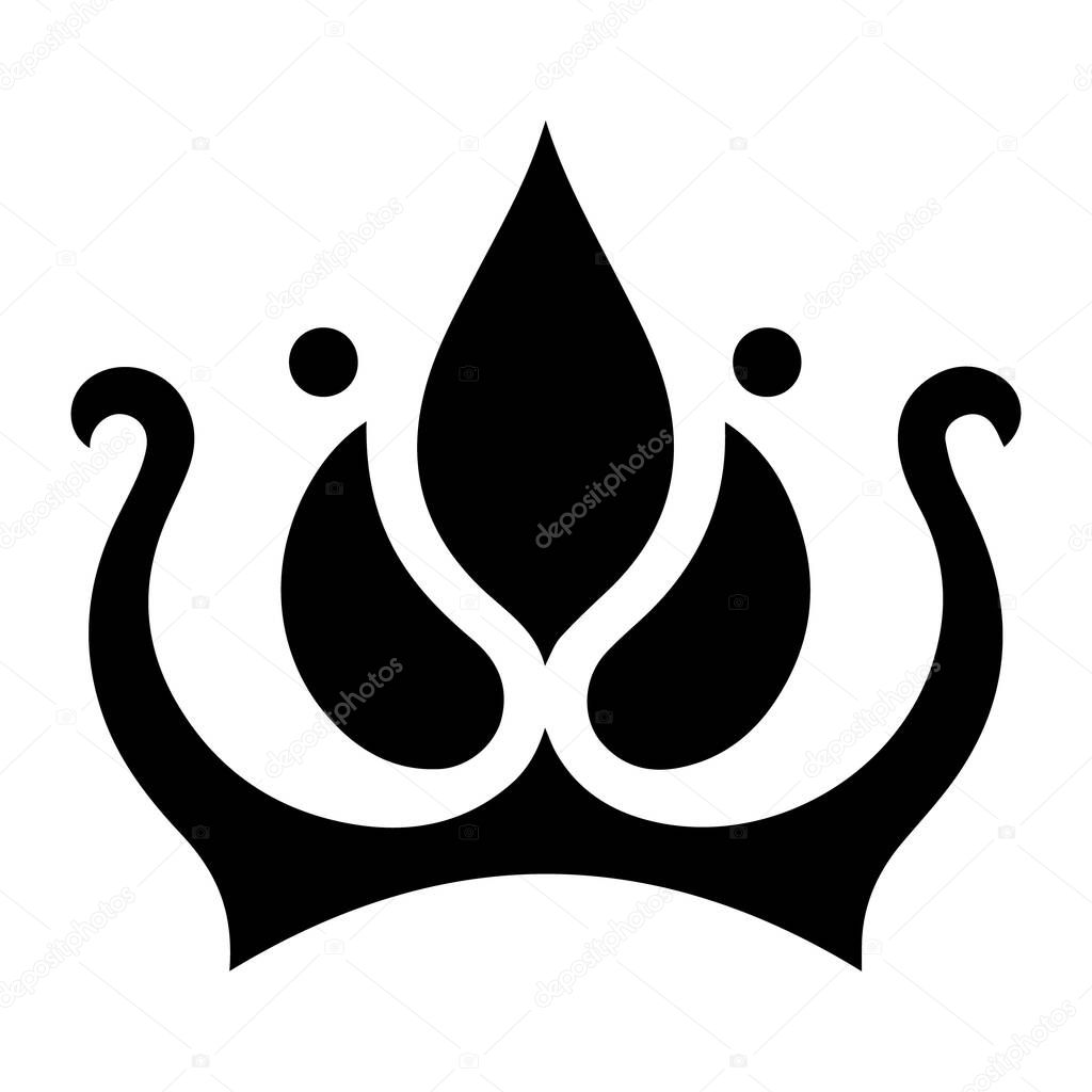 A bold abstract black crown symbol with modern edges. Ideal for luxury branding, monograms, logos, or premium icons.