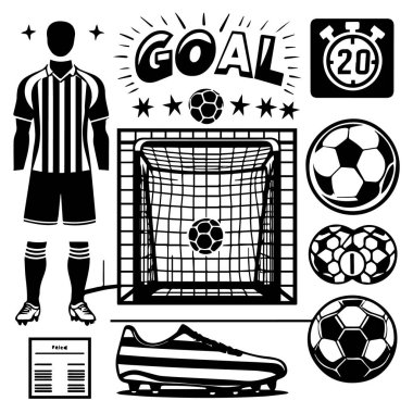 Futbol gol kutlaması grafik tasarım elementleri