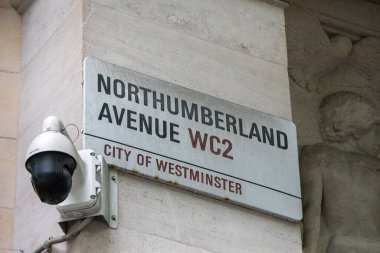 Westminster, Londra 'da Northumberland Bulvarı' nın sokak tabelası..