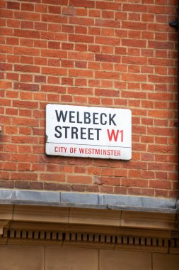 Westminster, Londra 'da Welbeck Caddesi için sokak tabelası..