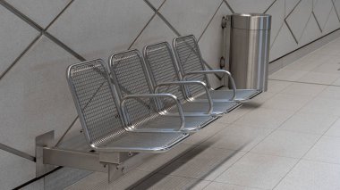 Metro koltuğu. Duesseldorf Almanya 'sında treni bekliyor. Yüksek kalite fotoğraf