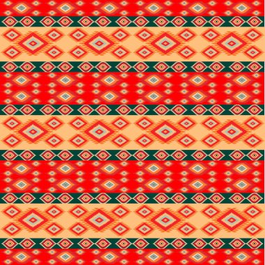 Etnik süslemeli kırmızı halı rengi