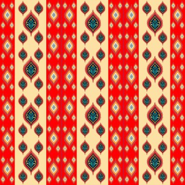 Lekeli olarak etnik çok renkli soyut desen. Klasik sanatla kusursuz tekstil arkaplanı