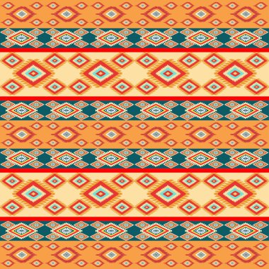 Turuncu ve kırmızı renklerde kusursuz etnik desen
