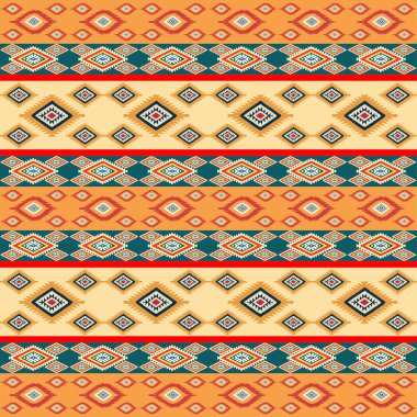 kabilesel kusursuz desen. Geometrik renklerdeki etnik süsün vektör illüstrasyonu