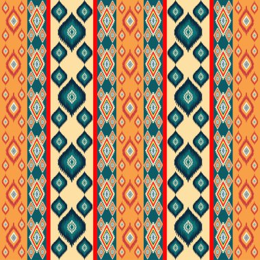 Etnik boho kusursuz desen. Soyut kumaş deseni. Halk motifi. Kumaş tasarımı. Kumaş süsü..