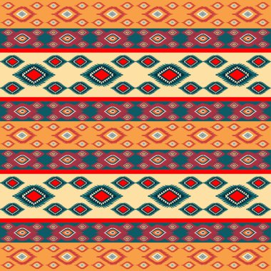 Vektör kusursuz desen. Yerli Amerikan aksesuarına sahip etnik köken