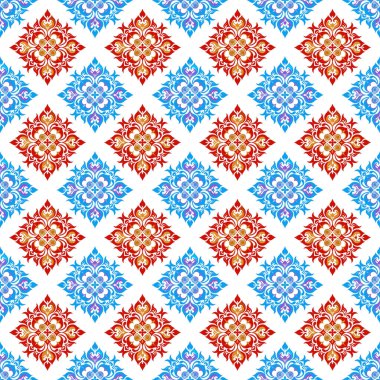 Mavi ve kırmızı pürüzsüz desen. el çizilmiş vektör