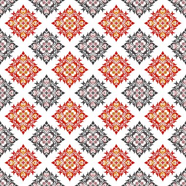 Kırmızı çiçekli, pürüzsüz bir desenin vektör çizimi