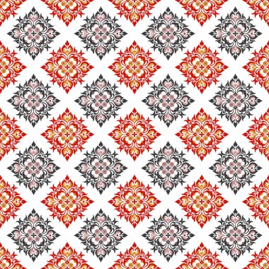 Kırmızı ve beyaz süslemeleri olan kusursuz arkaplan