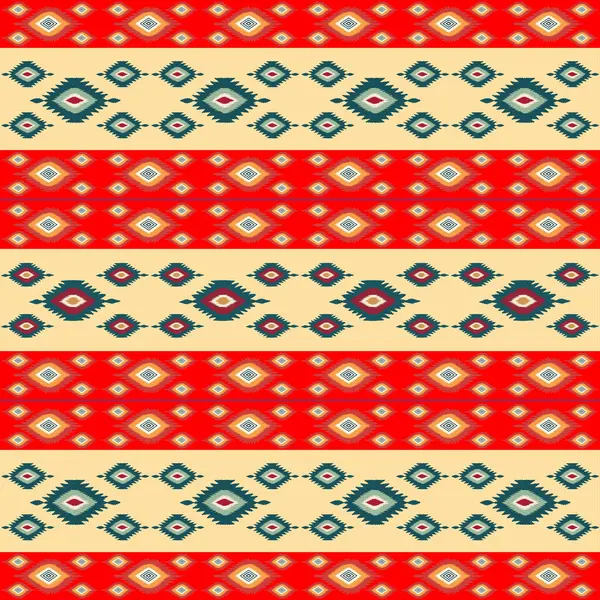 Vektör kusursuz desen. Etnik süs. Kırmızı, turuncu ve kahverengi Amerikan süslemeleri.