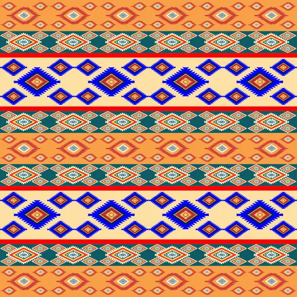 vektör etnik kusursuz model. Yerli Amerikan motifleri ve aztek elementleriyle renkli geometrik arkaplan.