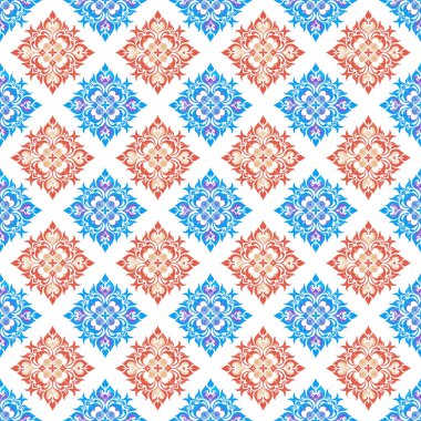 suluboya kırmızı ve mavi renklerde kusursuz desen.