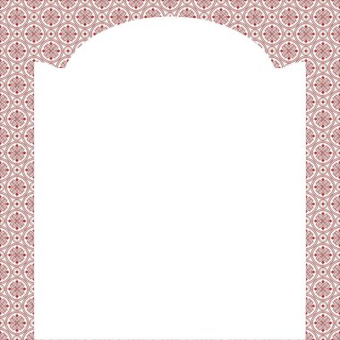 Kırmızı desenli kenarlıklı beyaz çerçeve