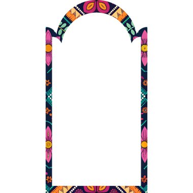 Davetiye için renkli çiçek çerçevesinin vektör çizimi