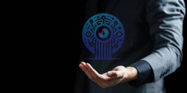 İş adamı kavramı, elinde bozuk para tutan insan figürü.