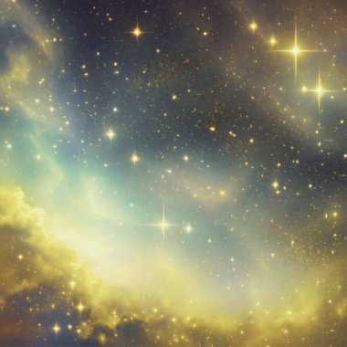 Yıldızlı gece ve gökyüzü yıldızlı ve bulutlu