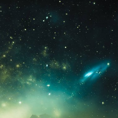 Yıldızlı ve aylı gece gökyüzü