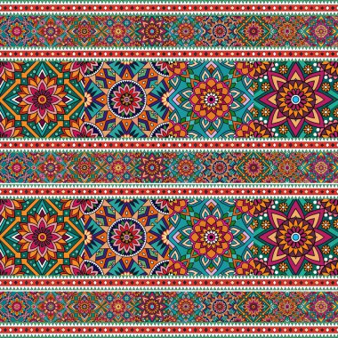 Etnik çiçek seamless modeli. Soyut dekoratif desen