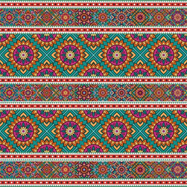 Renkli etnik dikişsiz desen, vektör illüstrasyon