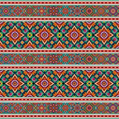 Renkli etnik dikişsiz desen, vektör illüstrasyon