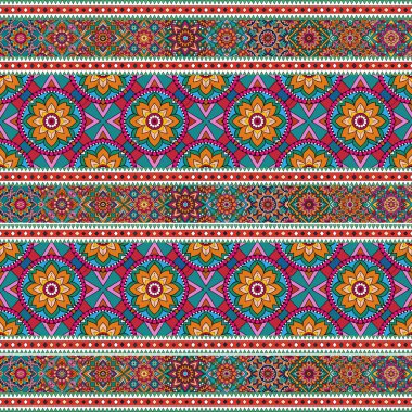Etnik motiflerle Dikişsiz örüntünün Vektör İllüstrasyonu