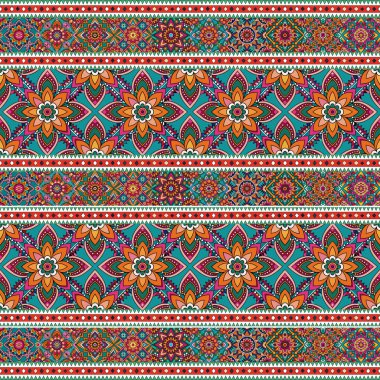 Etnik çiçek elementlerinin vektörsüz deseni