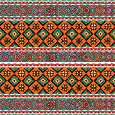 Renkli etnik süslemeli vektörsüz desen