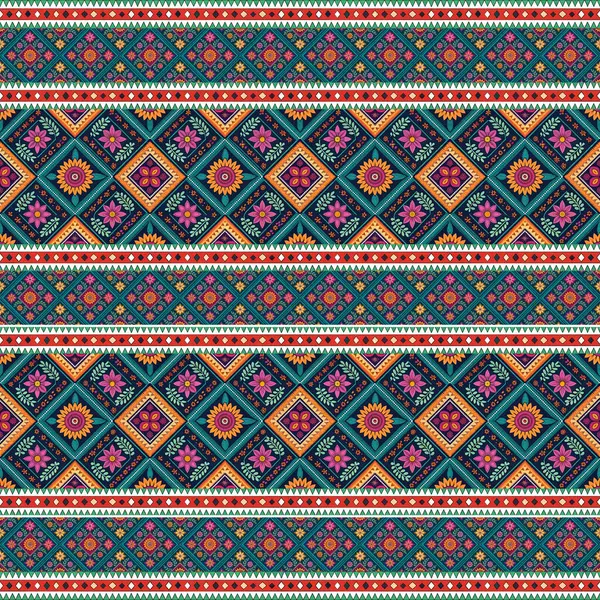 Etnik boho kusursuz desen. kabile kumaşı süsü. kabile motifi. Renkli geometrik motif, tekstil. vektör,