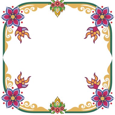 Beyaz arkaplanda çeşitli güzel çiçek çerçeveli çiçeklerin vektör çizimi