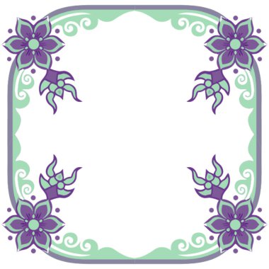 Vektör çizimi. Çiçekler ve yapraklarla dekoratif çerçeve