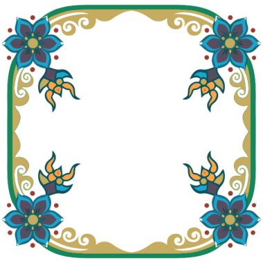 Etnik süslemeli çiçek desenli vektör dekoratif kenar