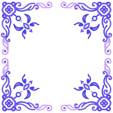 Mavi çiçek süslemesinin vektör illüstrasyonu