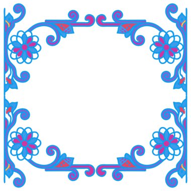 Çiçekli mavi ve beyaz çiçek çerçevesi