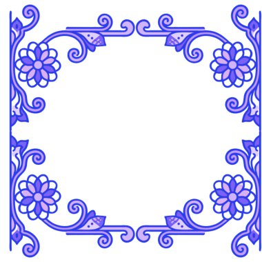 Süslü mavi çiçeklerin çerçevesi