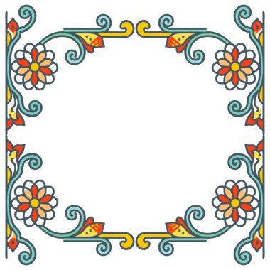 Çiçek dekoratif vektör kenarı