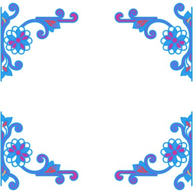 Vektör çiçek çerçevesi. mavi ve kırmızı çiçekler