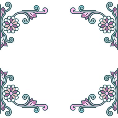 Çiçek çerçeveleri, vintage tasarım, vektör illüstrasyonu.