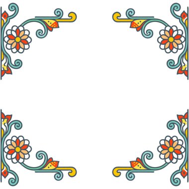 Vektör çiçek süsü. elle boyanmış dekoratif çerçeve.