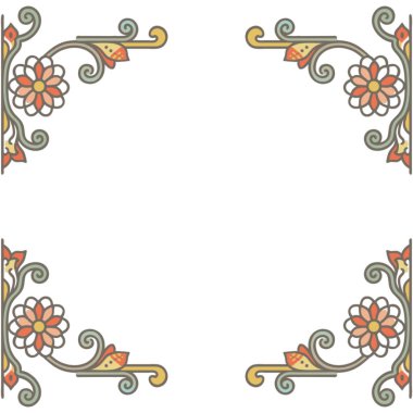 Vektör illüstrasyonu, klasik çiçek süsü