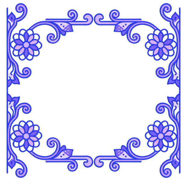 Süslü mavi çiçeklerin çerçevesi