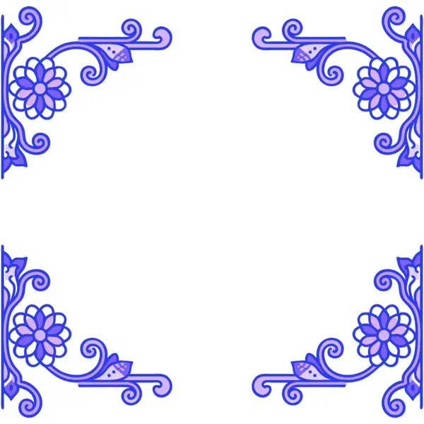 mavi çiçek çerçeveleri, kenarlar ve kenarlar ayarlandı