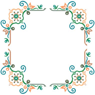 Dekoratif elementlerle süslü çiçek kenarı, vektör illüstrasyonu