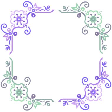 Çiçeklerle süslenmiş vektör çiçeği. Metnin için dekoratif çerçeve