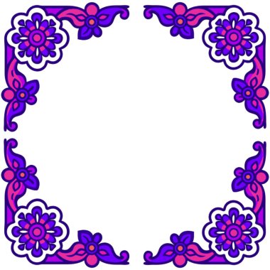 Çiçek ve yapraklı çerçeve tasarımı, izole