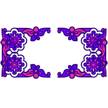 Mor ve mor renkli çiçek süsü. beyaz üzerine izole