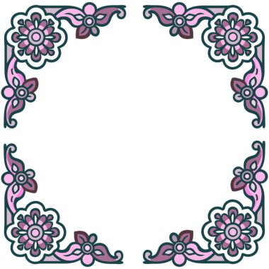 Beyaz arkaplanda izole edilmiş vektör çiçek çerçevesi, illüstrasyon