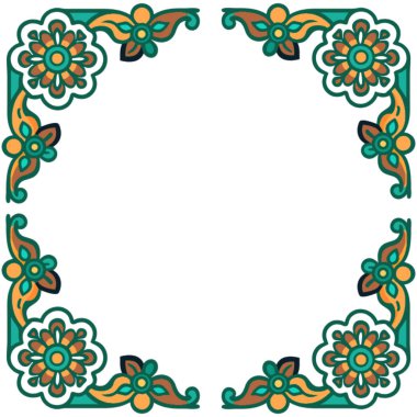 Çiçekli bir vintage çerçevenin vektör illüstrasyonu