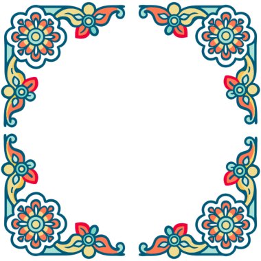 Mavi çiçekli çerçeve